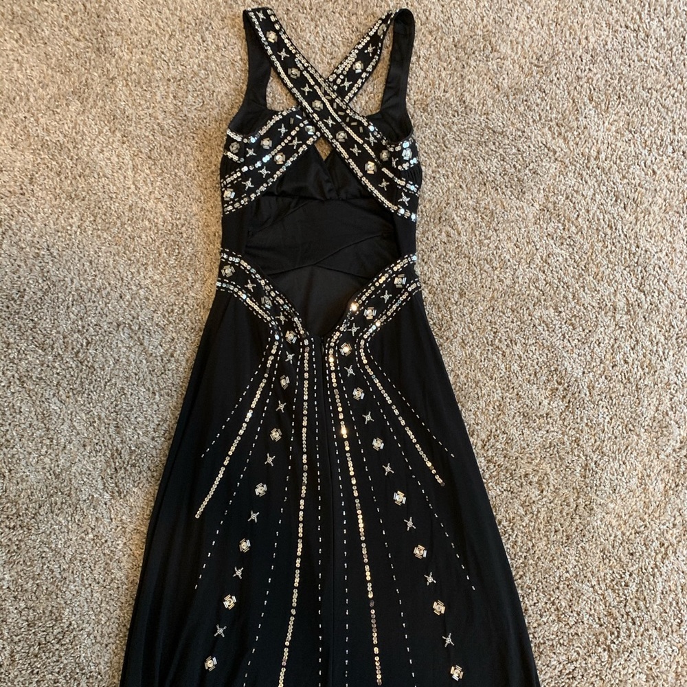 Morgan & Co. Black beaded formal dress. Size 3/4
